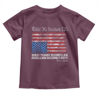 American Flag Upside Down Thomas Jefferson Toddler T Shirt When Tyranny Becomes Law Rebellion Becomes Duty
