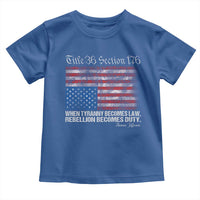 American Flag Upside Down Thomas Jefferson Toddler T Shirt When Tyranny Becomes Law Rebellion Becomes Duty