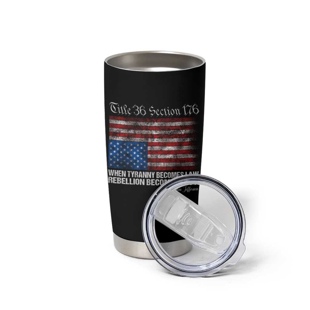 American Flag Upside Down Thomas Jefferson Tumbler Cup When Tyranny Becomes Law Rebellion Becomes Duty