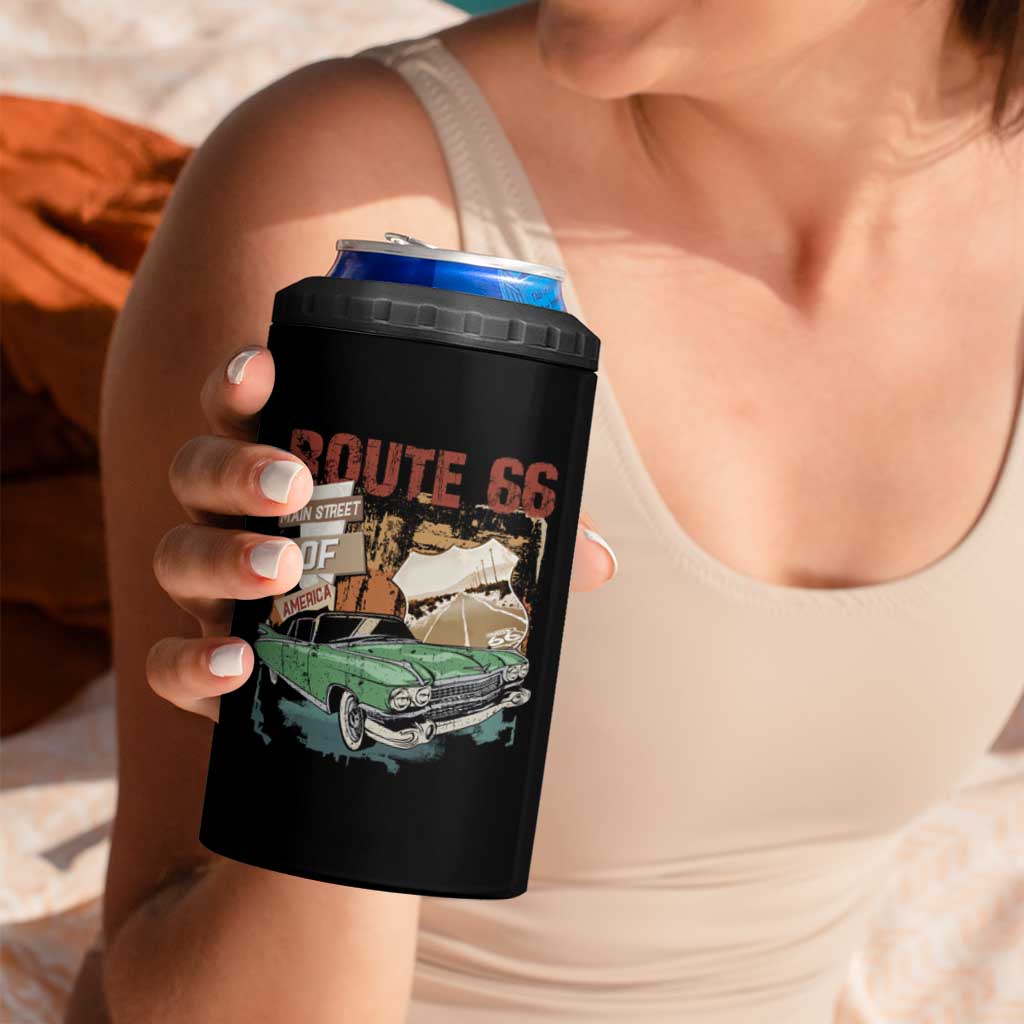 Historic Route 66 Highway 4 in 1 Can Cooler Tumbler Main Street Of America Vintage Car