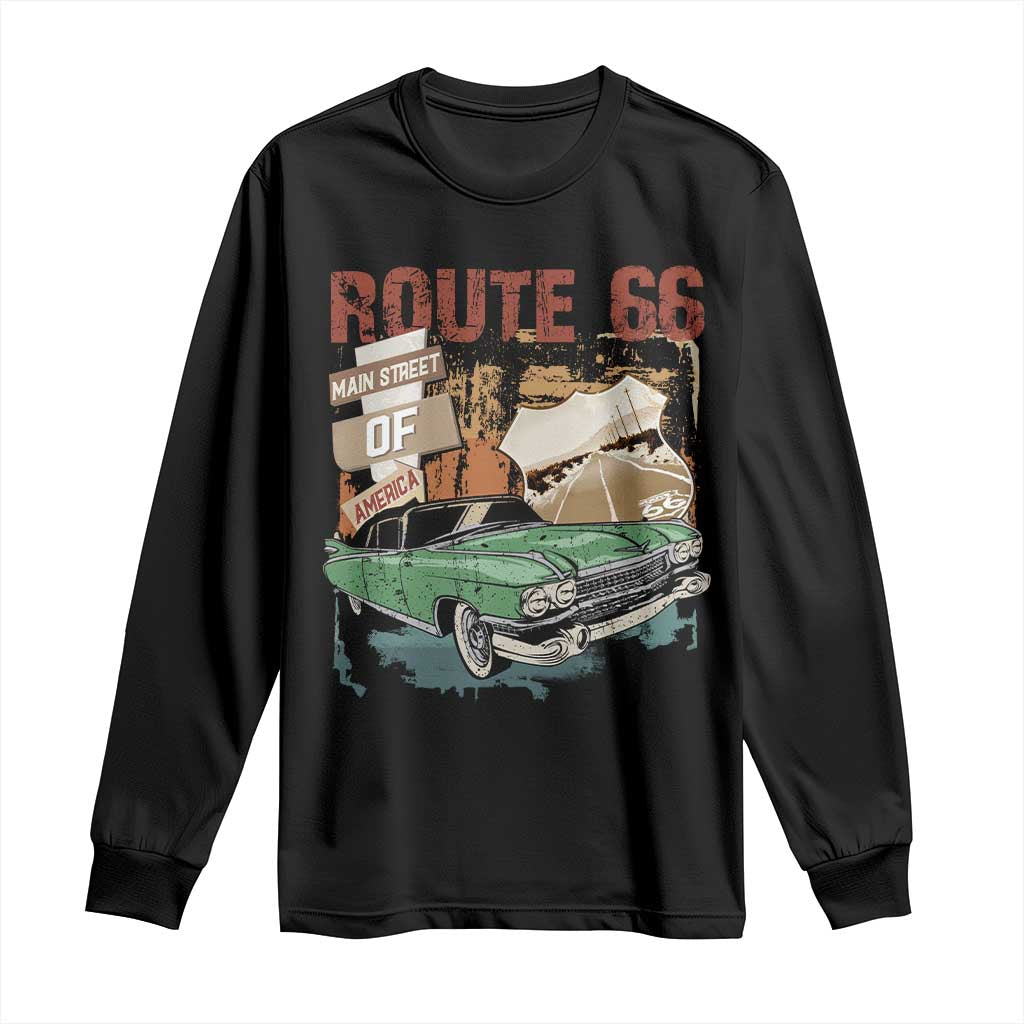Historic Route 66 Highway Long Sleeve Shirt Main Street Of America Vintage Car