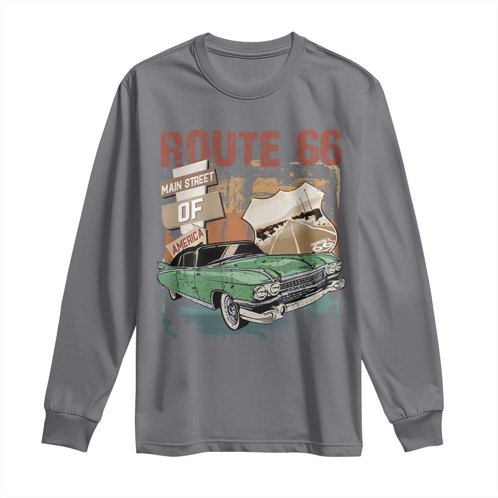 Historic Route 66 Highway Long Sleeve Shirt Main Street Of America Vintage Car