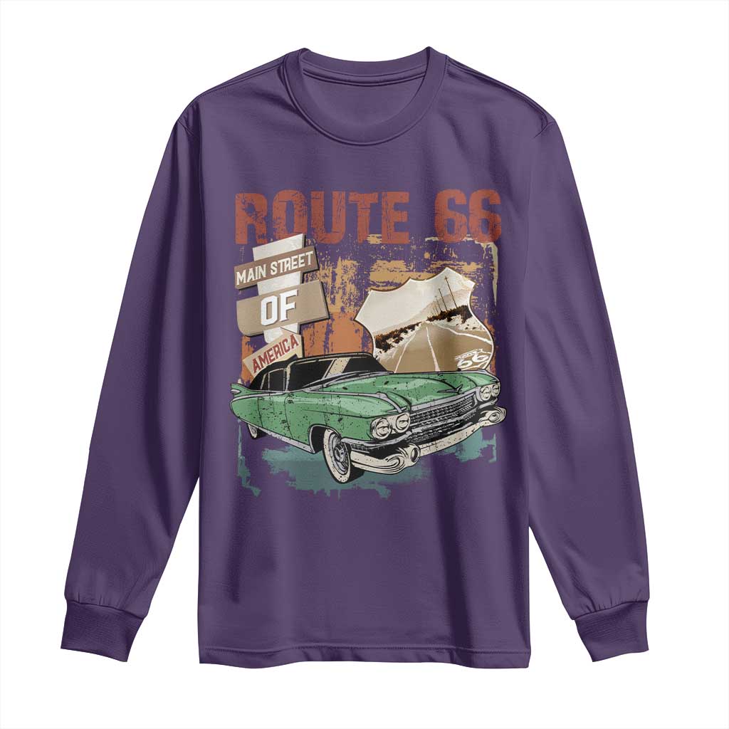 Historic Route 66 Highway Long Sleeve Shirt Main Street Of America Vintage Car