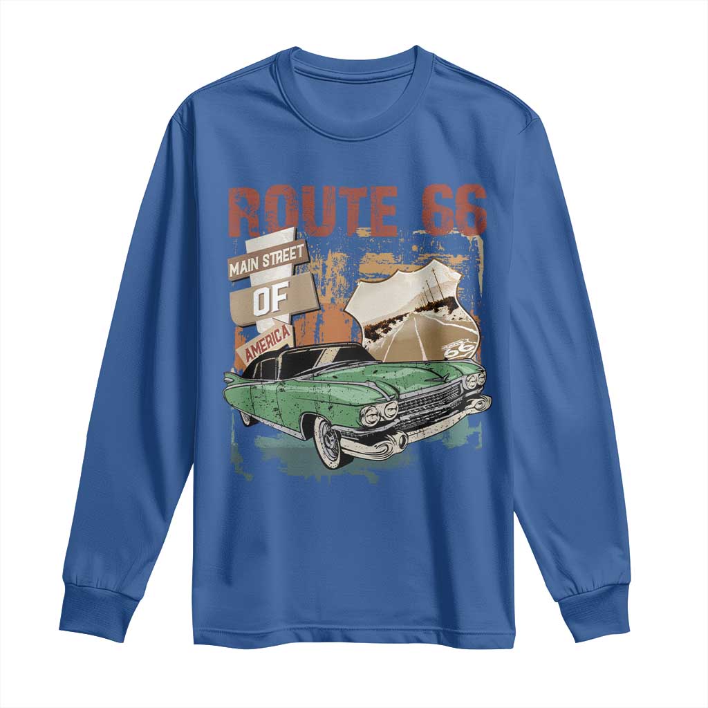 Historic Route 66 Highway Long Sleeve Shirt Main Street Of America Vintage Car