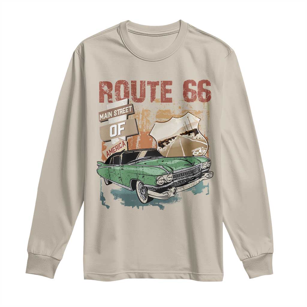 Historic Route 66 Highway Long Sleeve Shirt Main Street Of America Vintage Car
