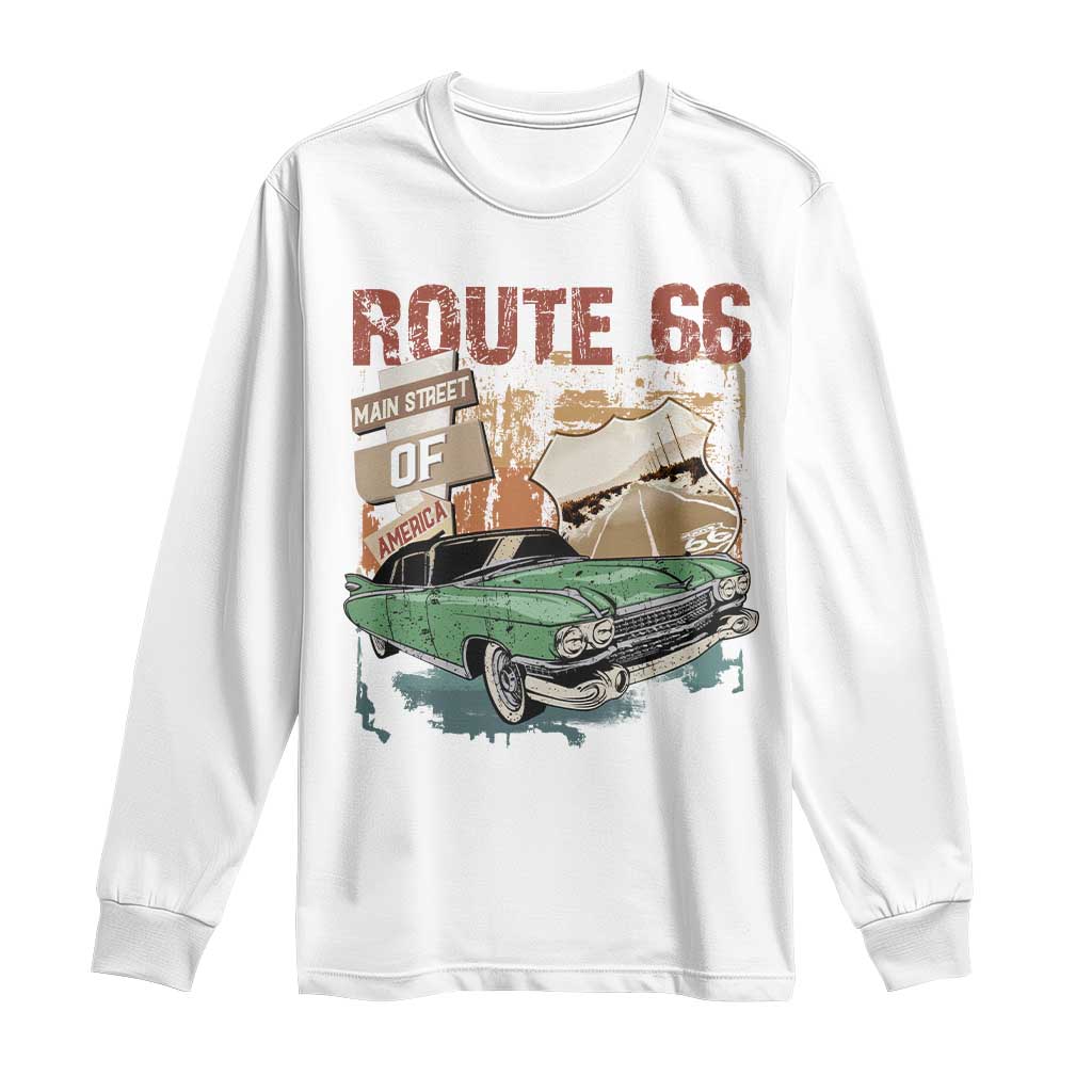Historic Route 66 Highway Long Sleeve Shirt Main Street Of America Vintage Car