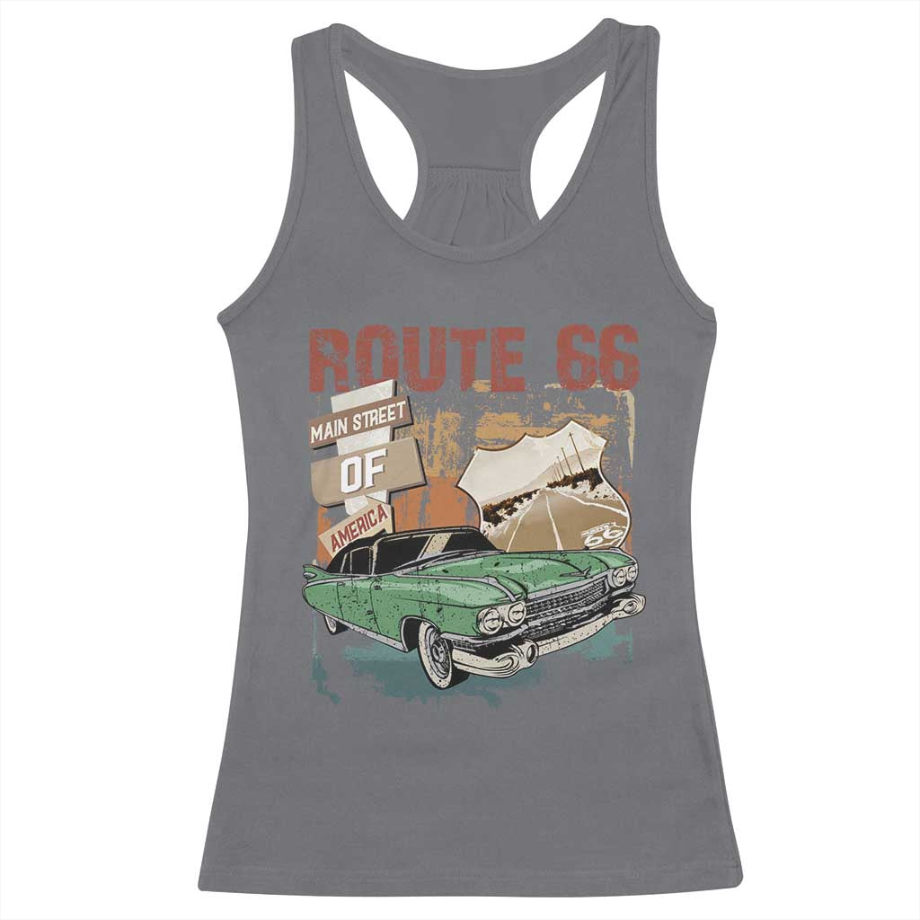 Historic Route 66 Highway Racerback Tank Top Main Street Of America Vintage Car