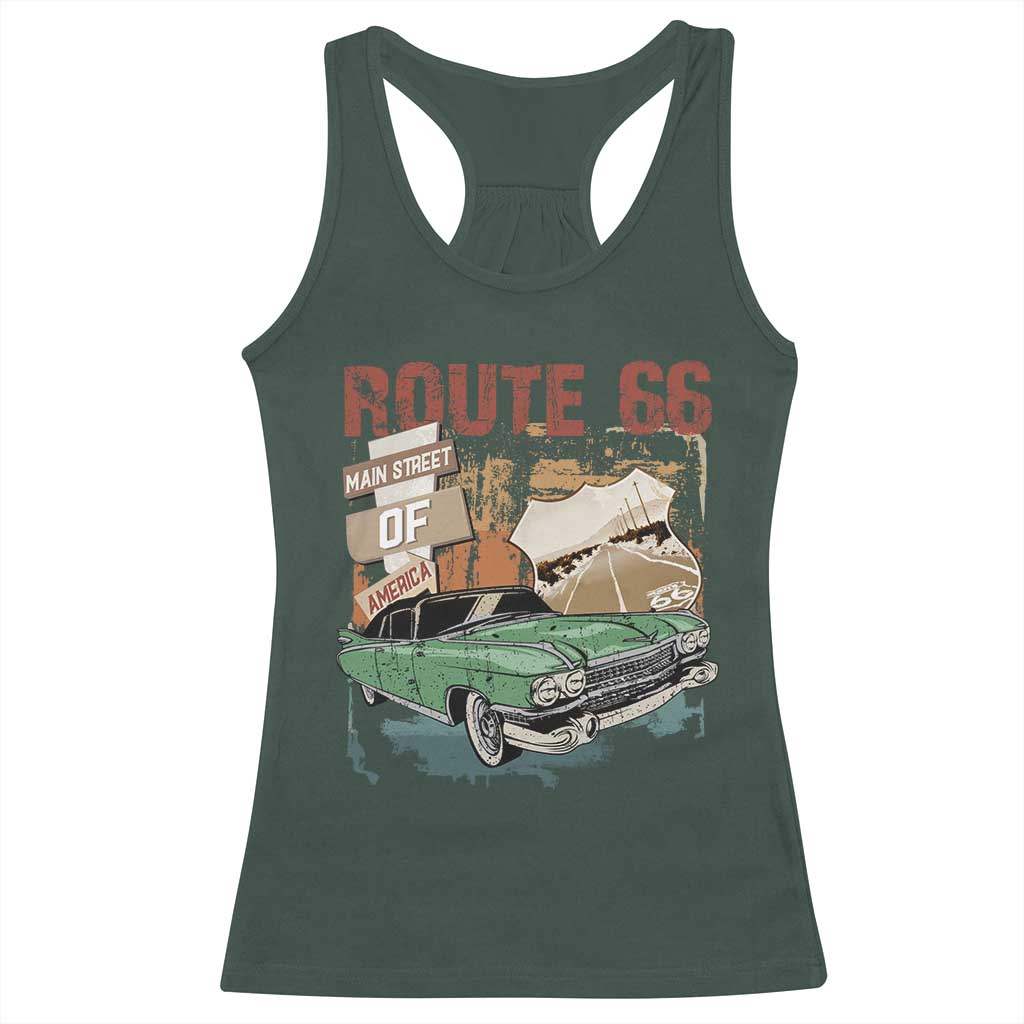 Historic Route 66 Highway Racerback Tank Top Main Street Of America Vintage Car