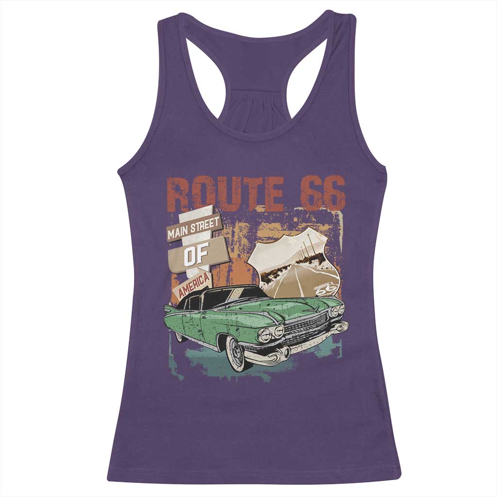 Historic Route 66 Highway Racerback Tank Top Main Street Of America Vintage Car