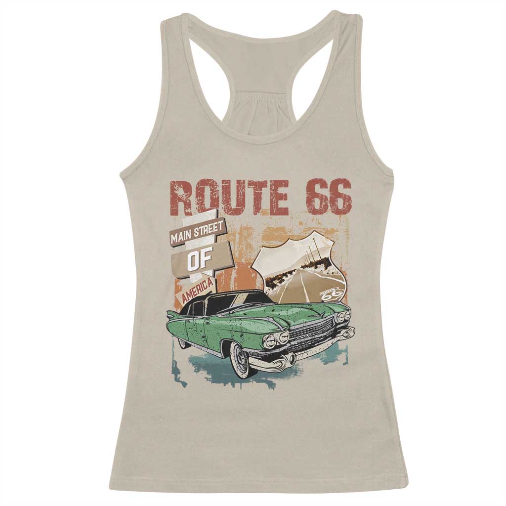Historic Route 66 Highway Racerback Tank Top Main Street Of America Vintage Car