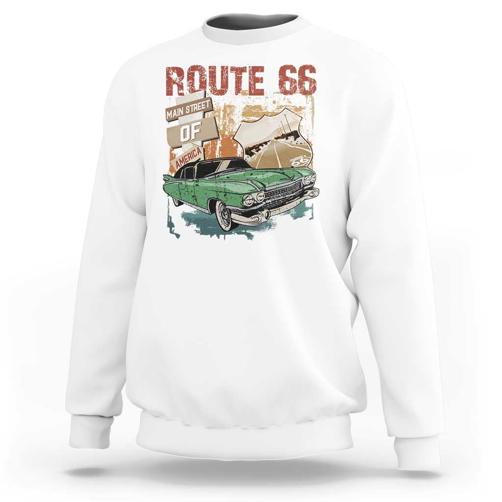 Historic Route 66 Highway Sweatshirt Main Street Of America Vintage Car