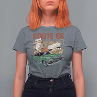 Historic Route 66 Highway T Shirt For Women Main Street Of America Vintage Car