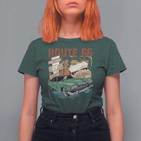 Historic Route 66 Highway T Shirt For Women Main Street Of America Vintage Car