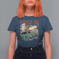 Historic Route 66 Highway T Shirt For Women Main Street Of America Vintage Car