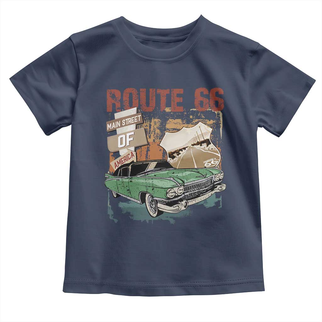 Historic Route 66 Highway Toddler T Shirt Main Street Of America Vintage Car