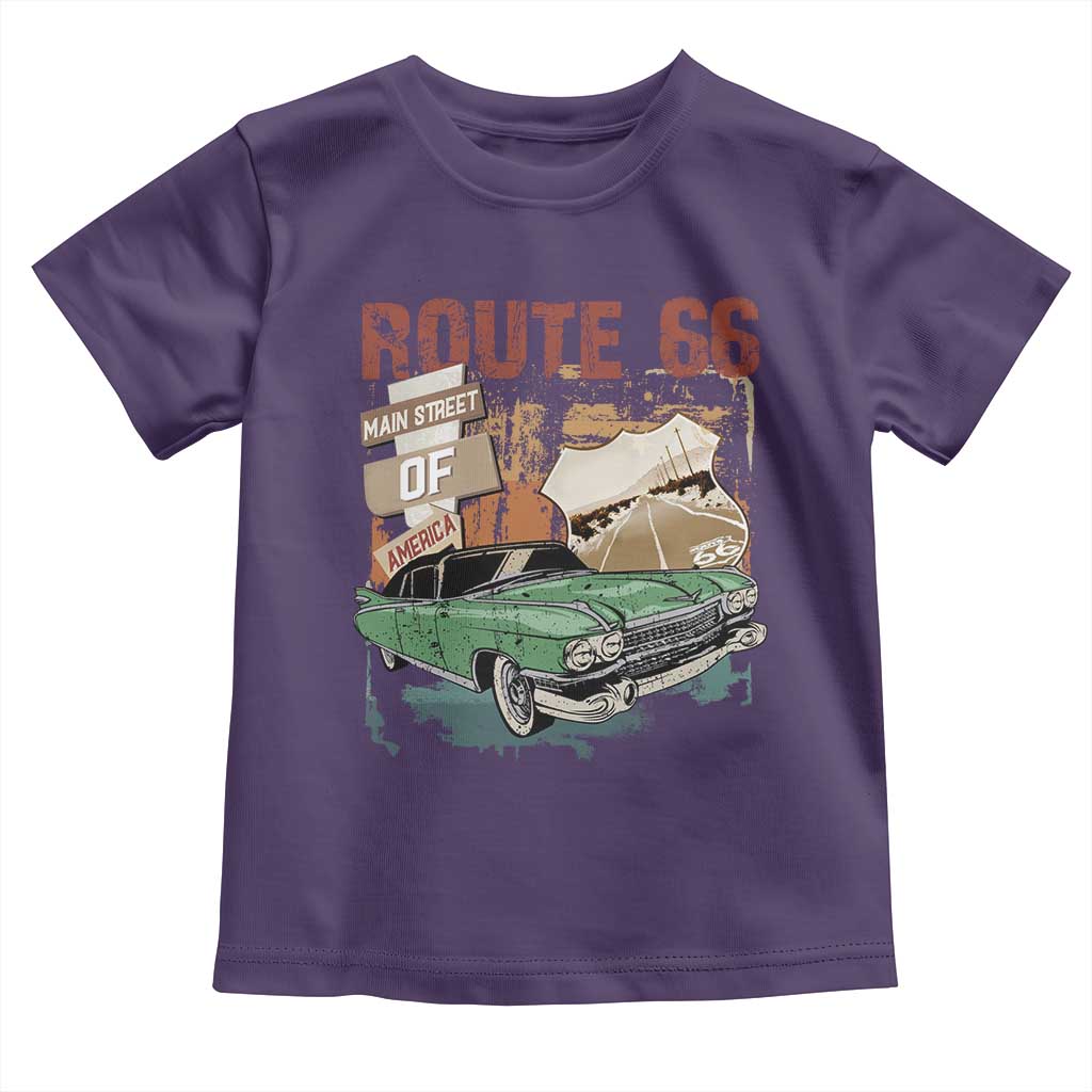 Historic Route 66 Highway Toddler T Shirt Main Street Of America Vintage Car