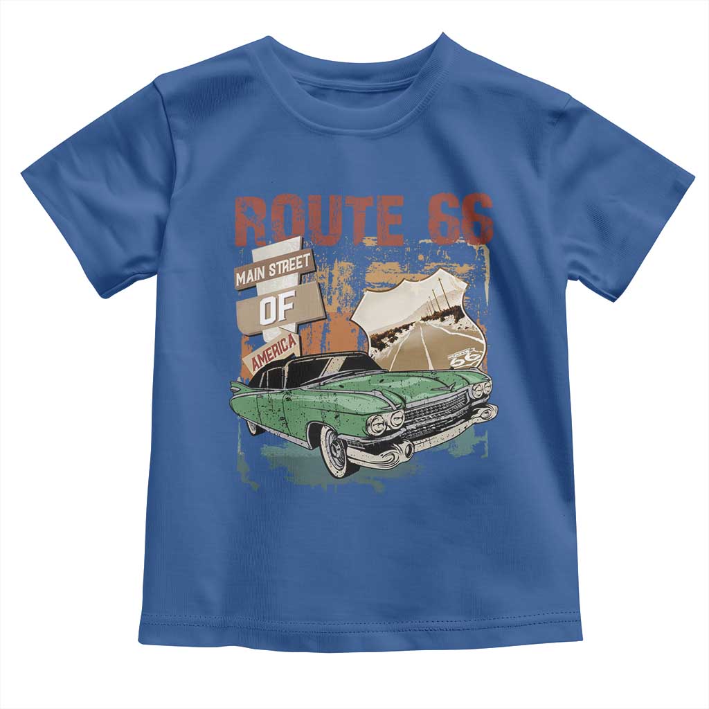 Historic Route 66 Highway Toddler T Shirt Main Street Of America Vintage Car
