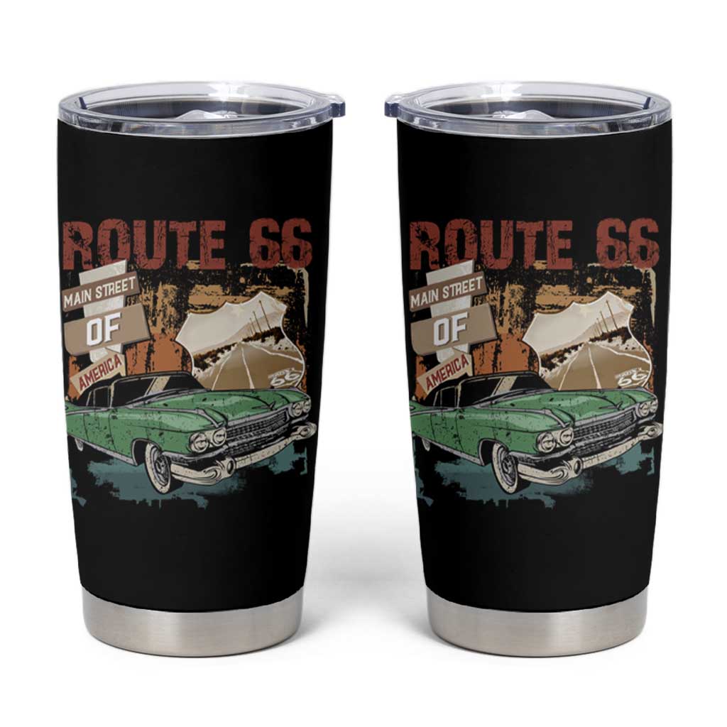 Historic Route 66 Highway Tumbler Cup Main Street Of America Vintage Car