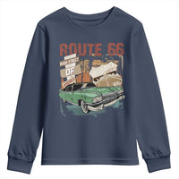 Historic Route 66 Highway Youth Sweatshirt Main Street Of America Vintage Car