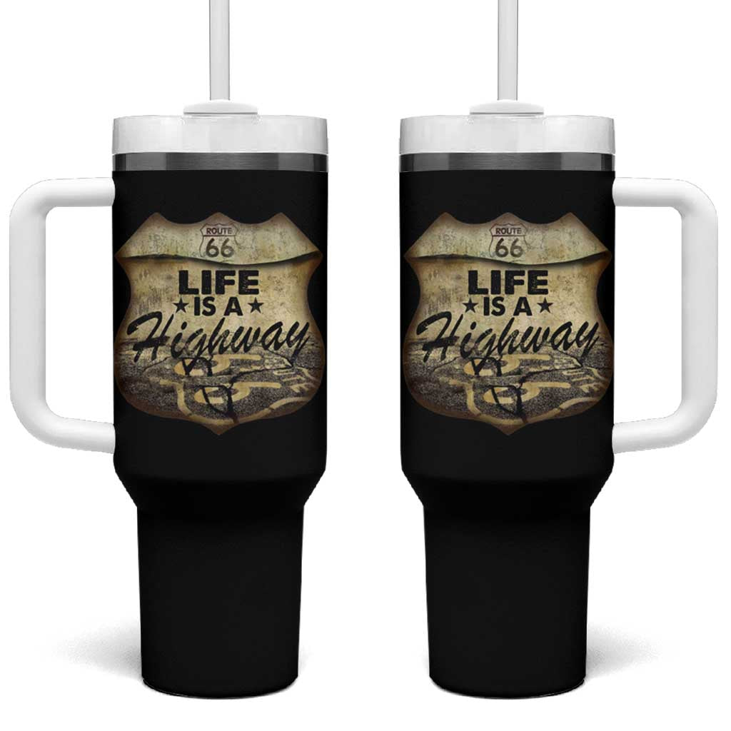 Life Is A Highway Road Trip Tumbler With Handle