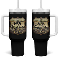 Life Is A Highway Road Trip Tumbler With Handle