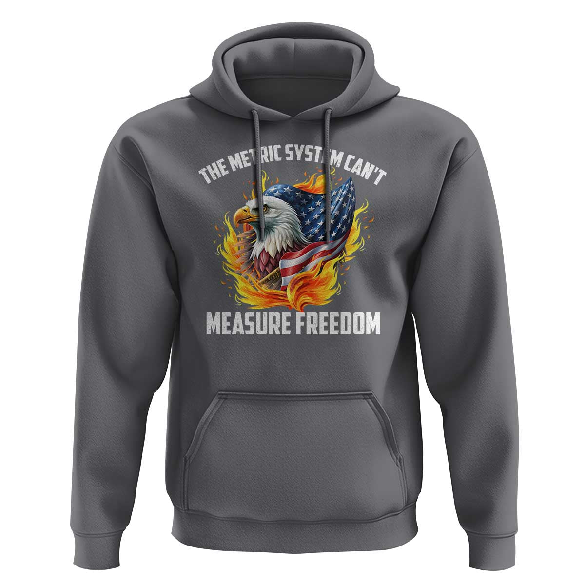 The Metric System Can't Measure Freedom Hoodie Eagle USA Flag - Wonder Print Shop