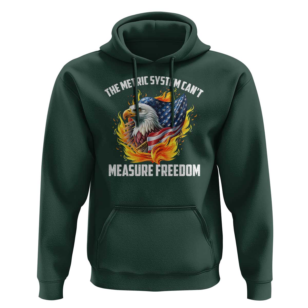 The Metric System Can't Measure Freedom Hoodie Eagle USA Flag - Wonder Print Shop