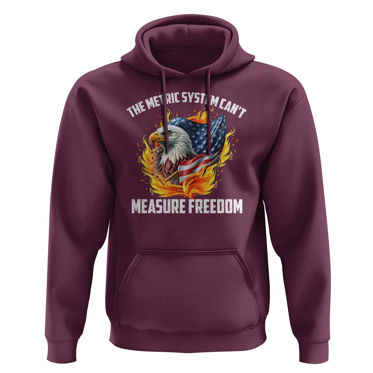 The Metric System Can't Measure Freedom Hoodie Eagle USA Flag - Wonder Print Shop