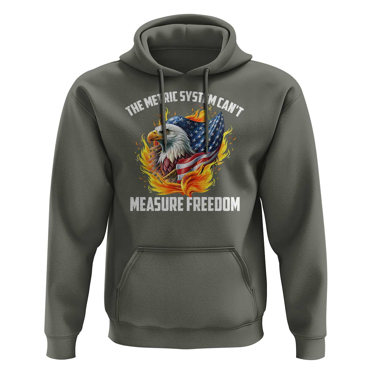 The Metric System Can't Measure Freedom Hoodie Eagle USA Flag - Wonder Print Shop