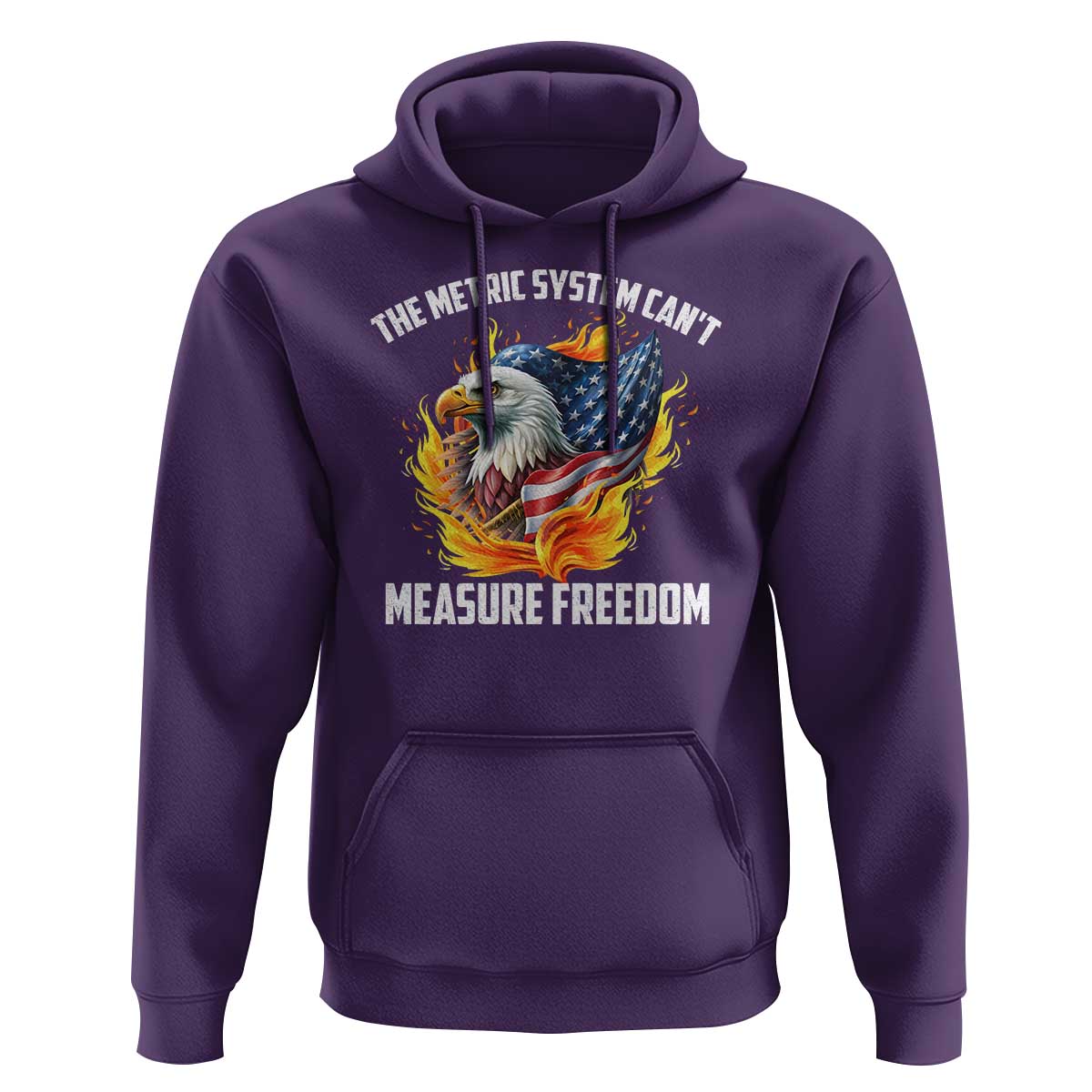 The Metric System Can't Measure Freedom Hoodie Eagle USA Flag - Wonder Print Shop