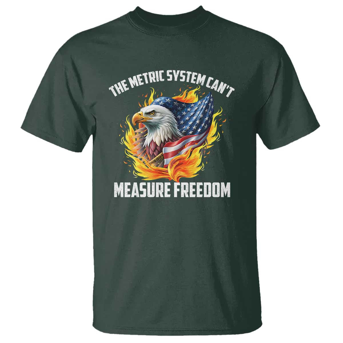 The Metric System Can't Measure Freedom T Shirt Eagle USA Flag - Wonder Print Shop