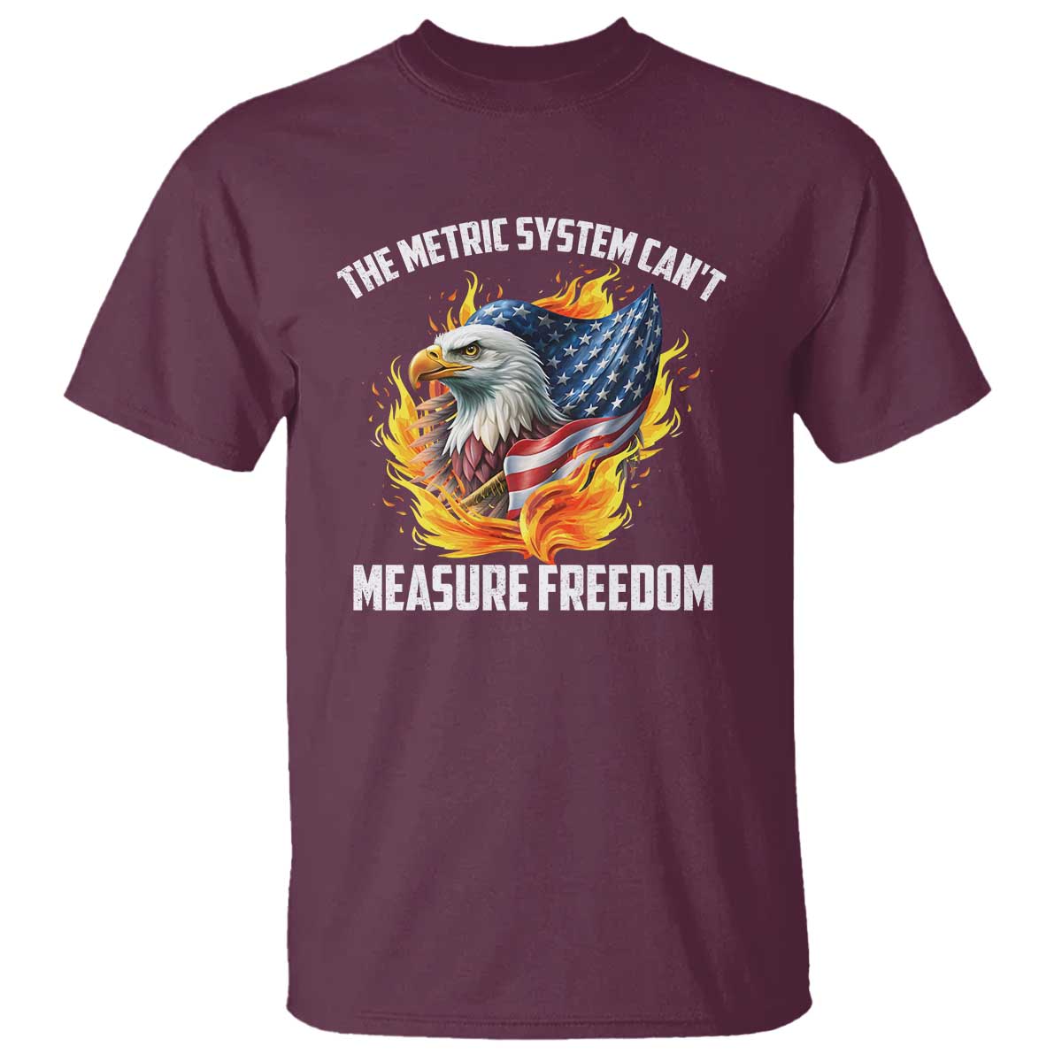 The Metric System Can't Measure Freedom T Shirt Eagle USA Flag - Wonder Print Shop