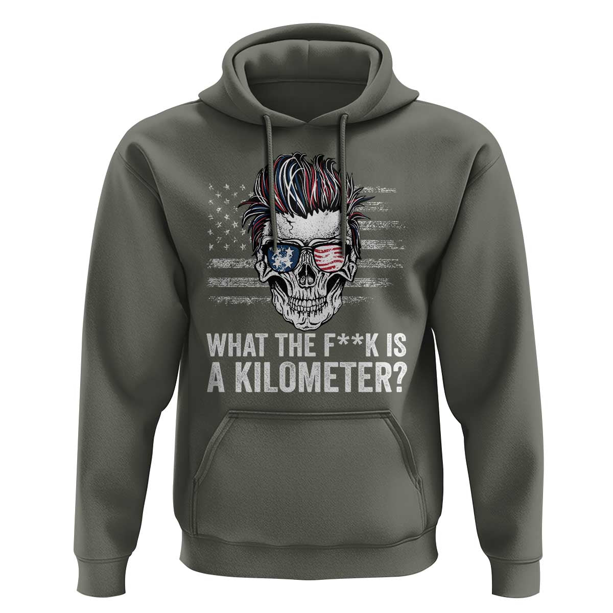 WTF Is A Kilometer Hoodie Funny Skull American Joke Patriotic - Wonder Print Shop