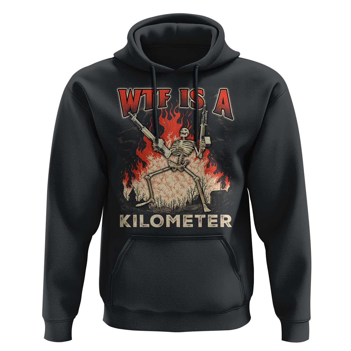 WTF Is A Kilometer Hoodie Funny Skeleton American Joke Patriotic - Wonder Print Shop