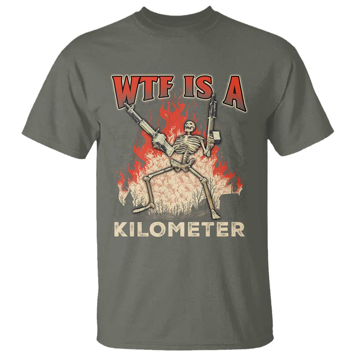 WTF Is A Kilometer T Shirt Funny Skeleton American Joke Patriotic - Wonder Print Shop