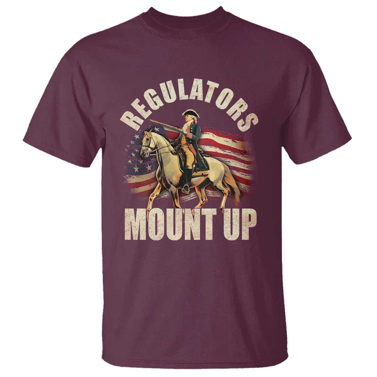 Funny George Washington T Shirt Regulators Mount Up Riding Horse 4th Of July - Wonder Print Shop