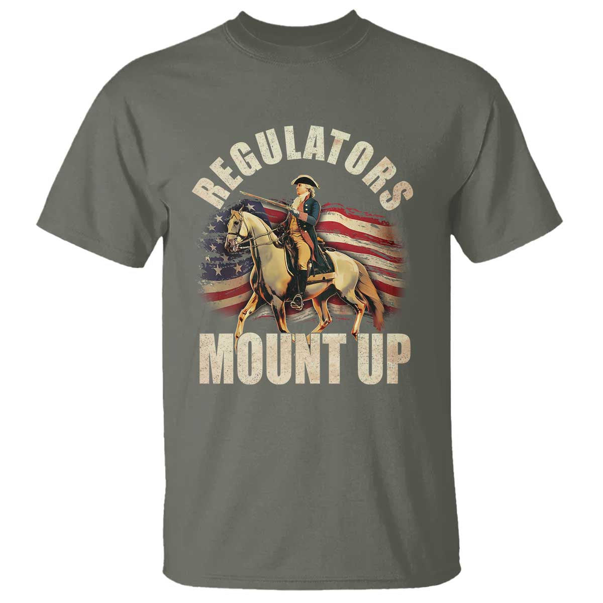 Funny George Washington T Shirt Regulators Mount Up Riding Horse 4th Of July - Wonder Print Shop