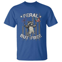 Funny 4th Of July T Shirt Feral But Free Raccoon American Flag - Wonder Print Shop