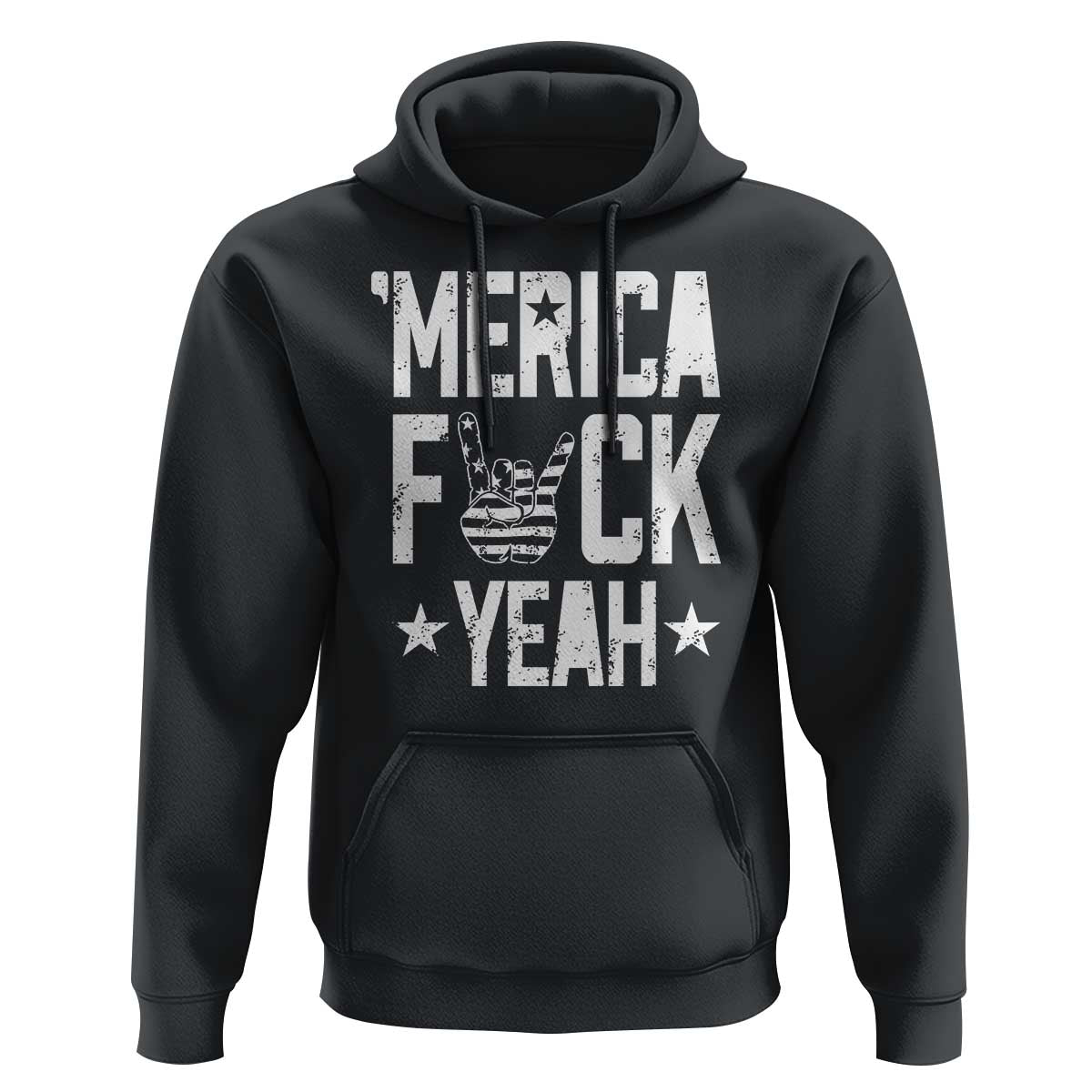 Funny 4th Of July Hoodie Merica Fuck Yeah Rock Hand - Wonder Print Shop