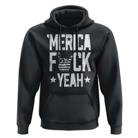 Funny 4th Of July Hoodie Merica Fuck Yeah Rock Hand - Wonder Print Shop