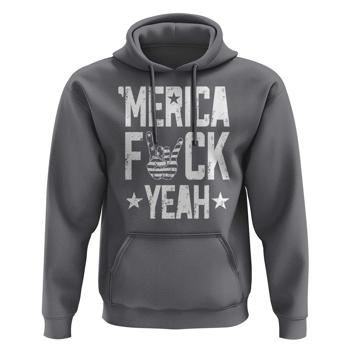 Funny 4th Of July Hoodie Merica Fuck Yeah Rock Hand - Wonder Print Shop