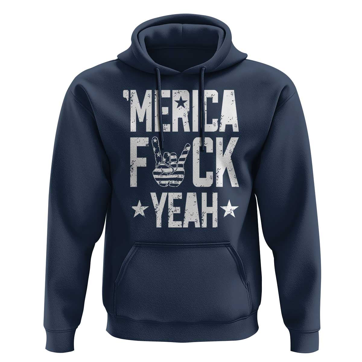 Funny 4th Of July Hoodie Merica Fuck Yeah Rock Hand - Wonder Print Shop