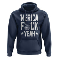Funny 4th Of July Hoodie Merica Fuck Yeah Rock Hand - Wonder Print Shop