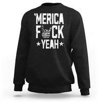 Funny 4th Of July Sweatshirt Merica Fuck Yeah Rock Hand - Wonder Print Shop