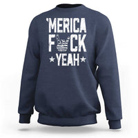 Funny 4th Of July Sweatshirt Merica Fuck Yeah Rock Hand - Wonder Print Shop