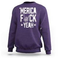 Funny 4th Of July Sweatshirt Merica Fuck Yeah Rock Hand - Wonder Print Shop