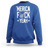 Funny 4th Of July Sweatshirt Merica Fuck Yeah Rock Hand - Wonder Print Shop