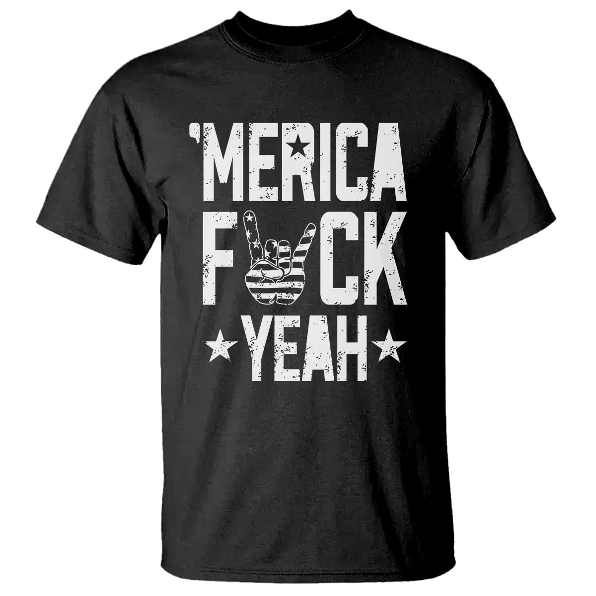 Funny 4th Of July T Shirt Merica Fuck Yeah Rock Hand - Wonder Print Shop