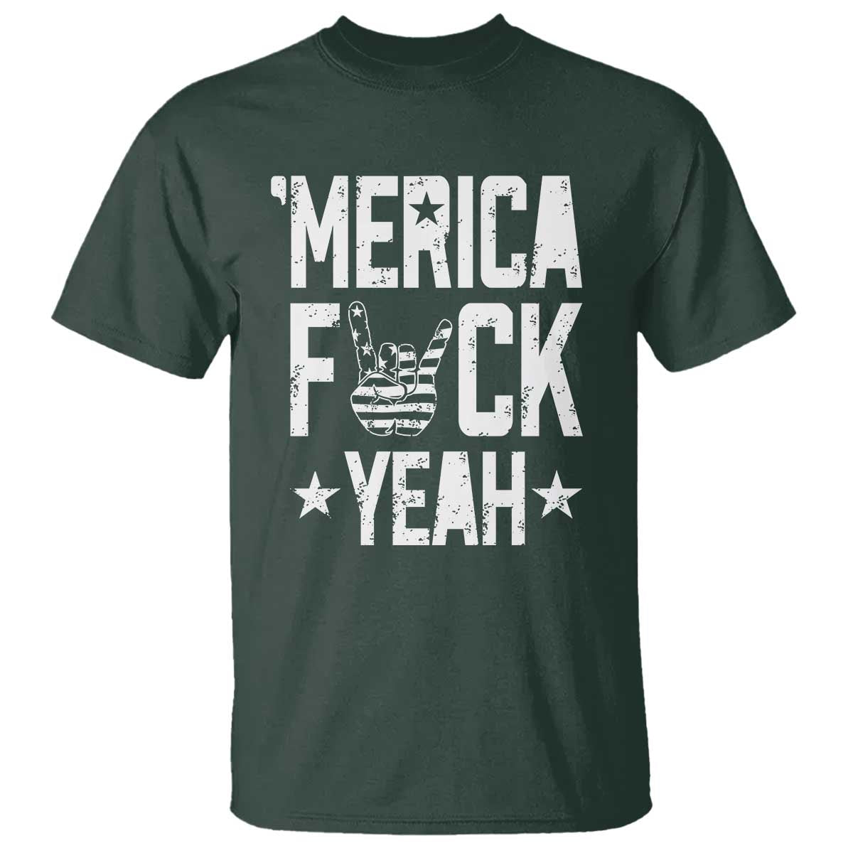 Funny 4th Of July T Shirt Merica Fuck Yeah Rock Hand - Wonder Print Shop