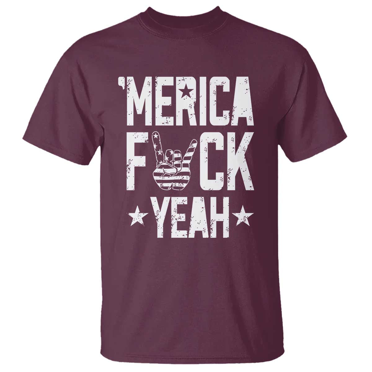 Funny 4th Of July T Shirt Merica Fuck Yeah Rock Hand - Wonder Print Shop